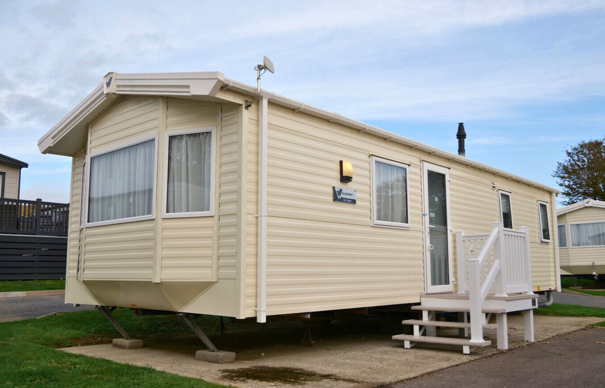 External of a classic caravan on pitch