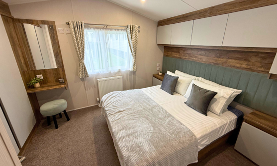 Internal of a caravan double bedroom