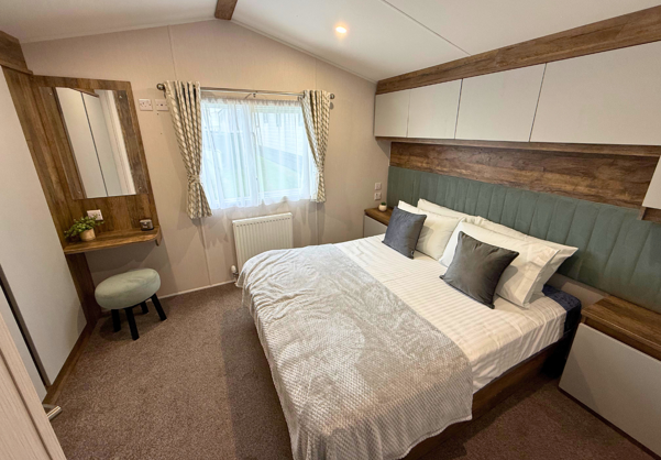 Internal of a caravan double bedroom