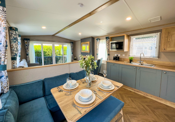 Internal of a caravan kitchen diner