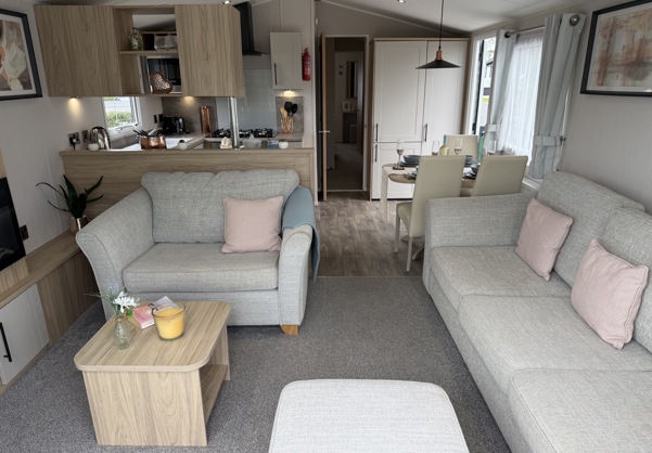 Internal of a caravan open plan living space