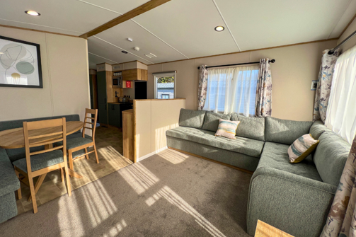 Internal of a caravan open plan living space