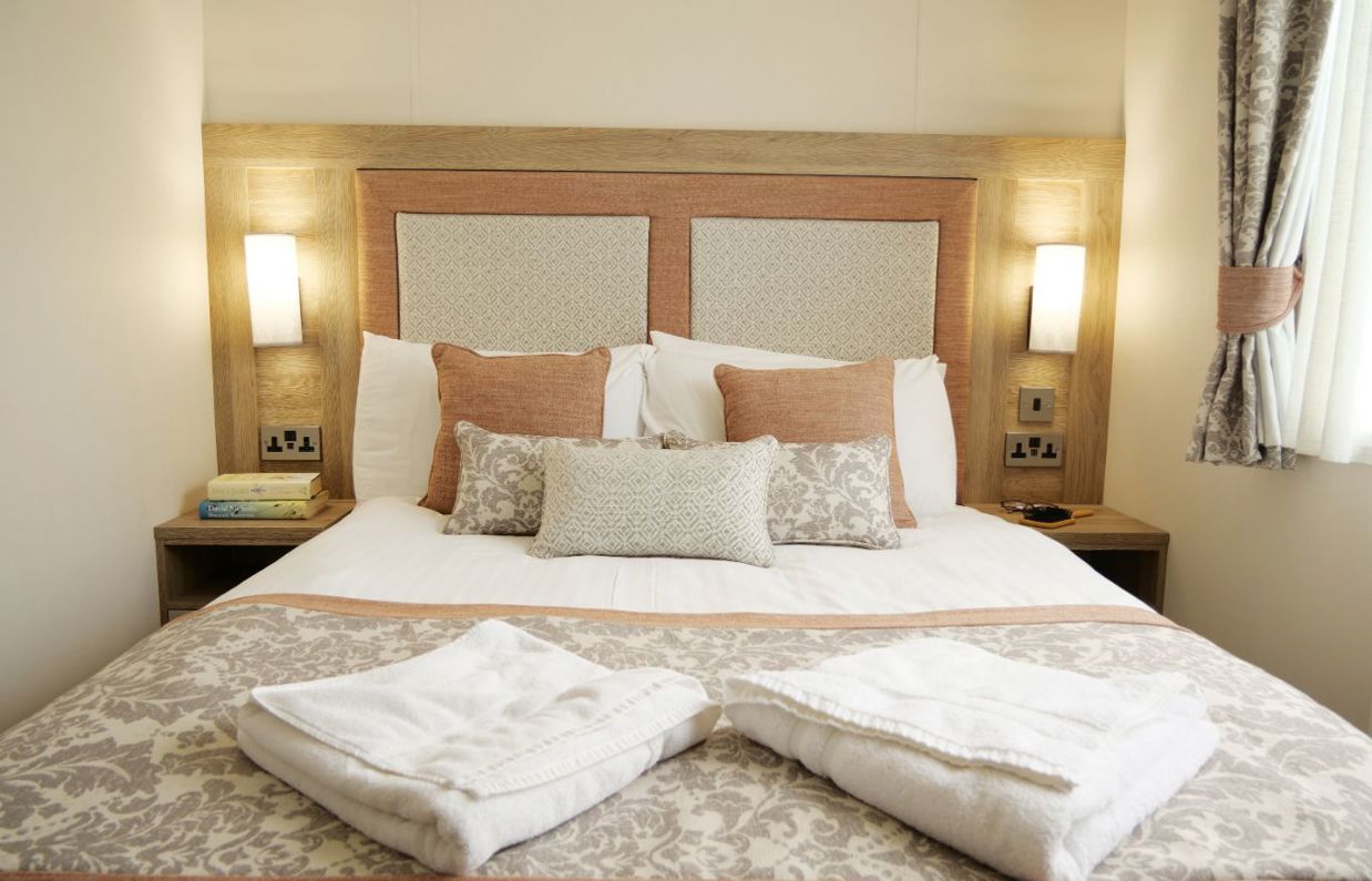 Internal of a caravan double bedroom