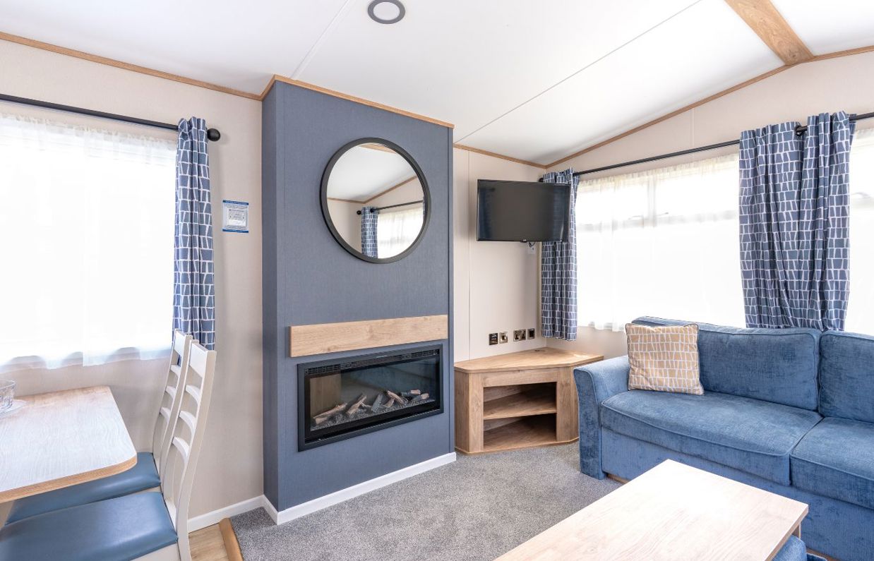 Internal of a caravan open plan living space