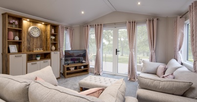 Internal of a caravan open plan lounge