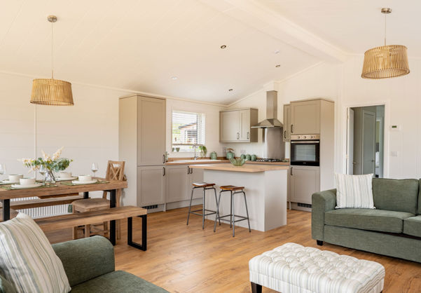 Internal of a luxury lodge open plan living space