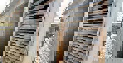 Side of lodge from decking