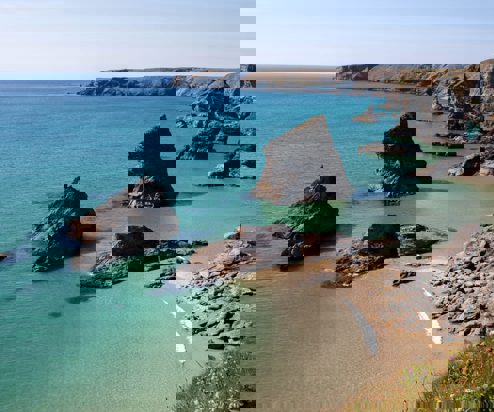 A rocky coastline in South Cornwall