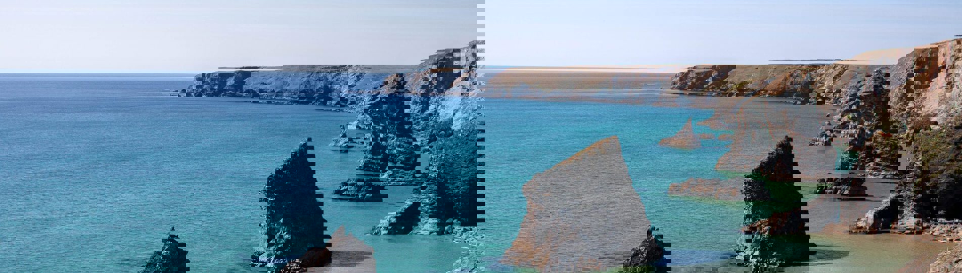 A rocky coastline in South Cornwall