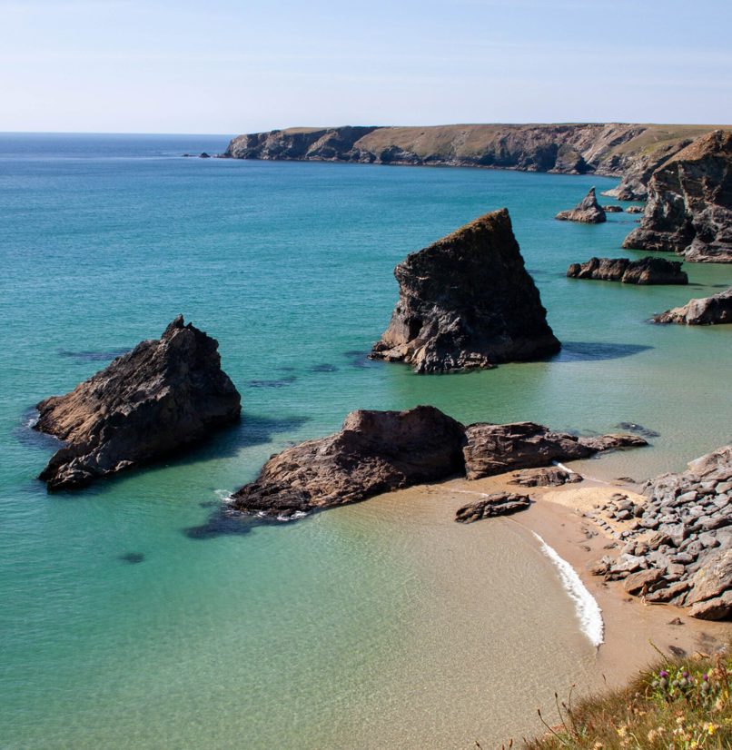 A rocky coastline in South Cornwall