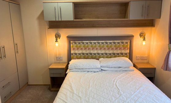 Internal of a caravan master bedroom