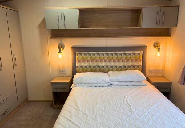 Internal of a caravan master bedroom