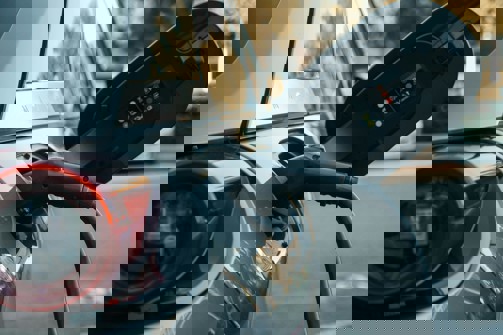 An electric car being charged