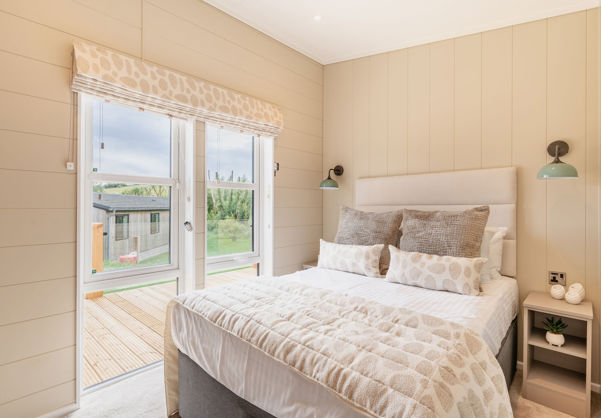 Internal of a luxury lodge double bedroom