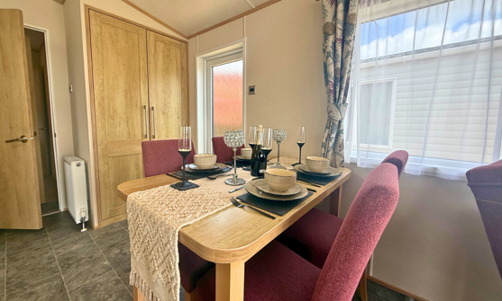 Internal of a caravan dining area
