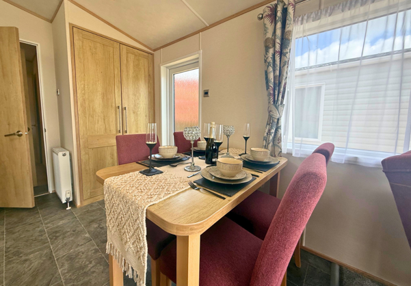 Internal of a caravan dining area