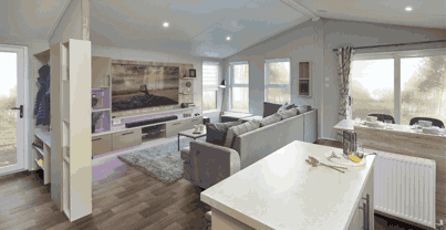 Lounge with large media unite and mood lighting