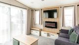 Internal of a caravan open plan lounge