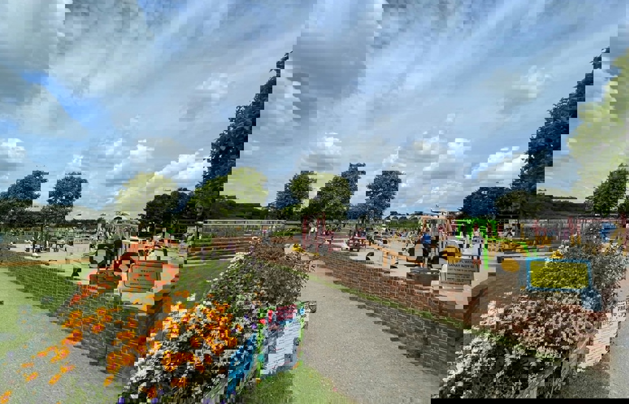 The children's play area at Farmer Palmer's Farm Park