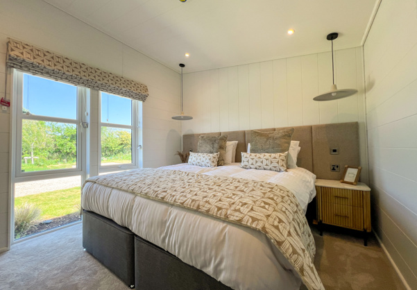Internal of a luxury lodge master bedroom