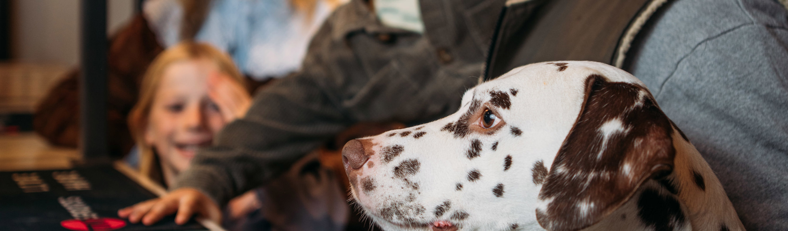 Family at bar with dog at Tregoad