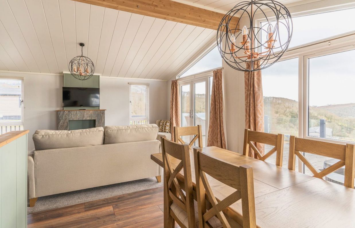 Internal of a luxury lodge open plan kitchen diner