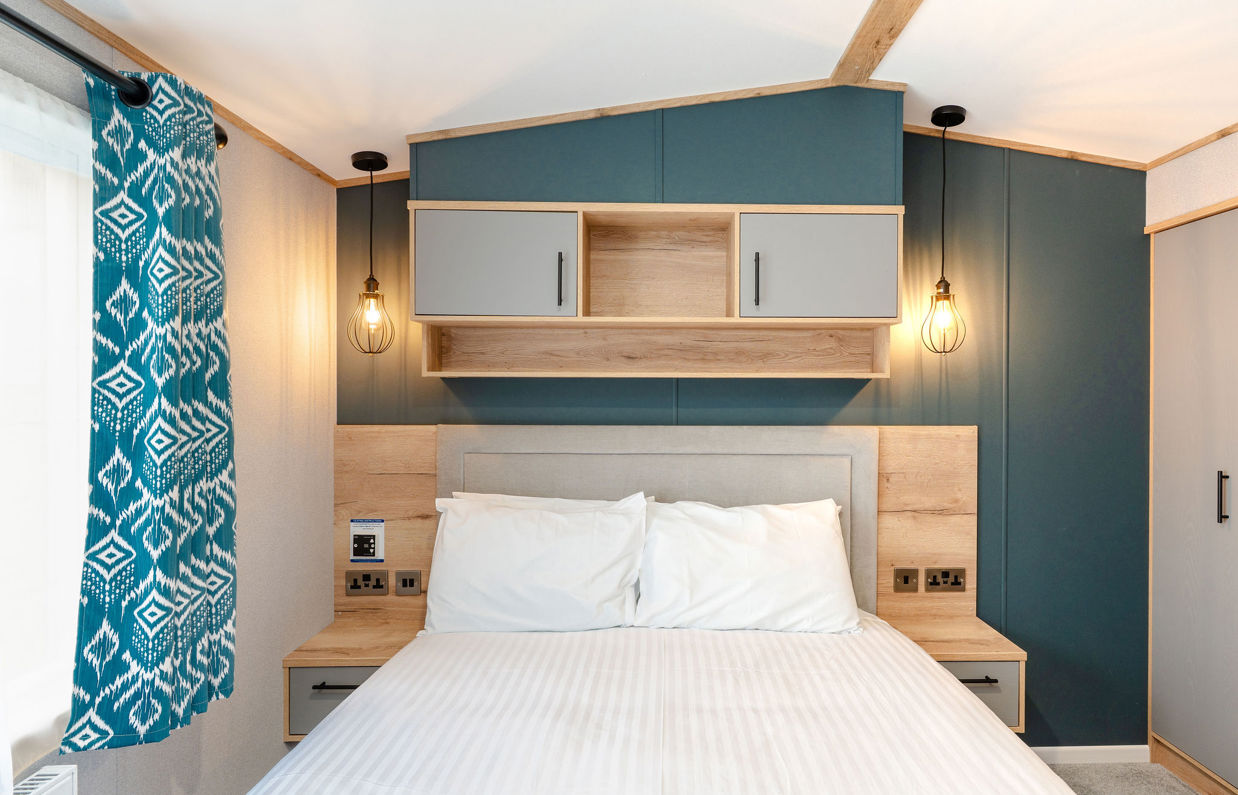 Internal of a caravan double bedroom