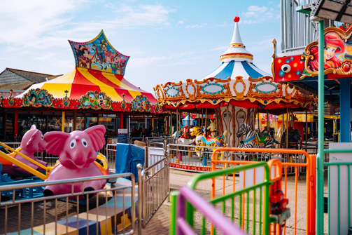 A variety of funfair rides at Southside Funfair in Bowleaze Cove