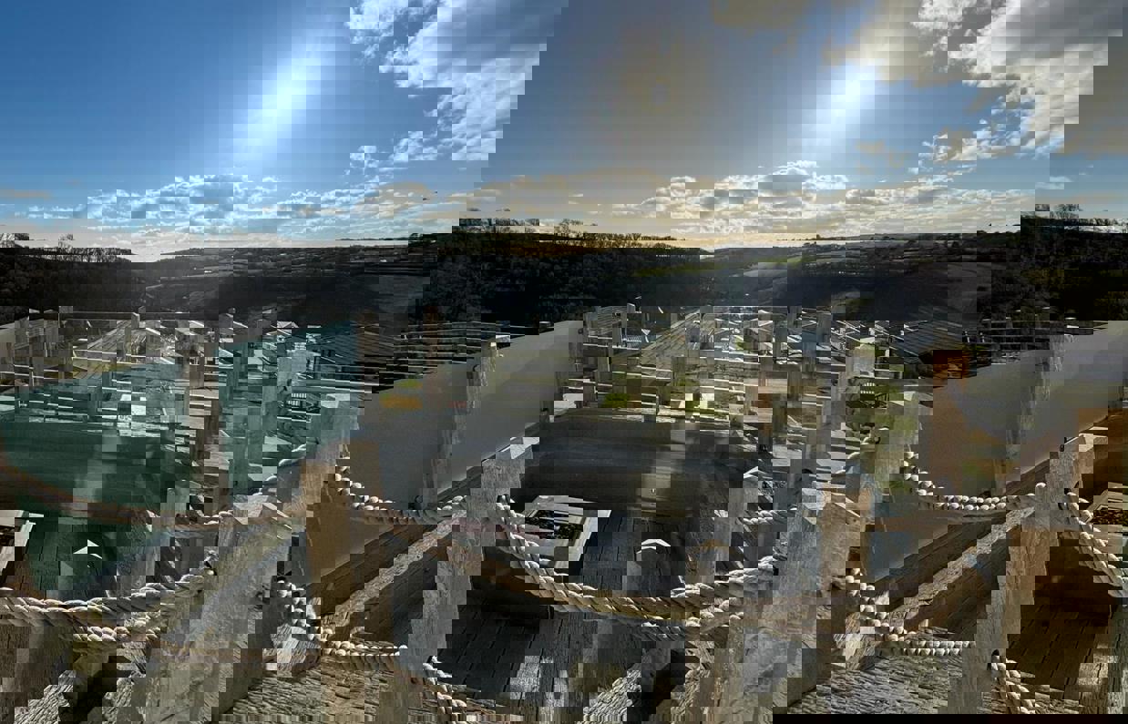 Sunken fire Pit and View of Valley