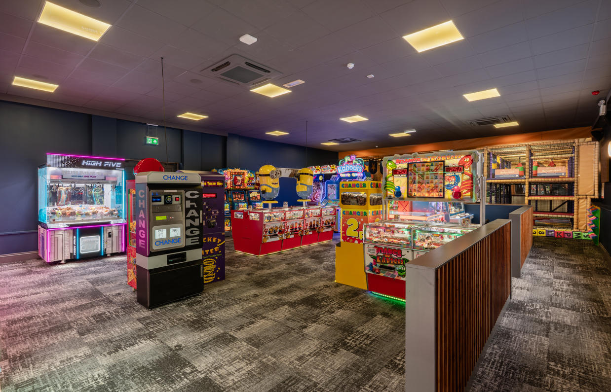 Internal of The Arena Sports Bar arcade with a range of different machines and games