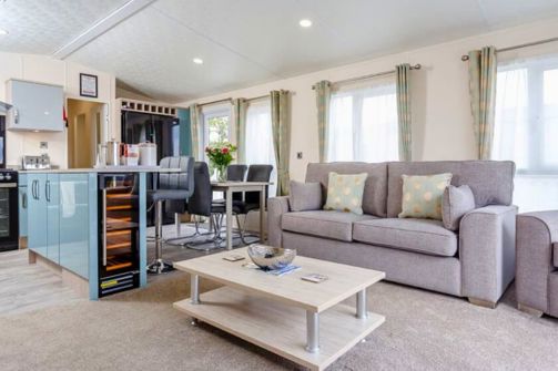 Internal of a caravan open plan living space