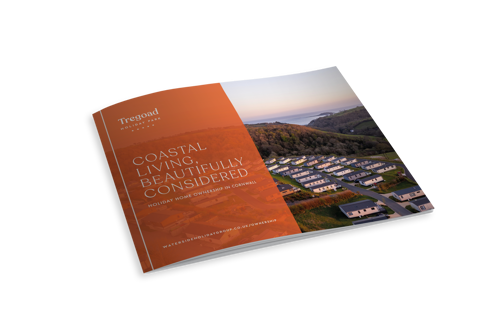 A mockup of a sales brochure for Tregoad Holiday Park
