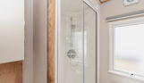 Internal of a caravan bathroom with shower