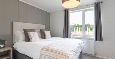 Internal of a luxury lodge master bedroom