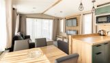 Internal of a caravan open plan living space