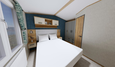 Internal of a caravan double bedroom