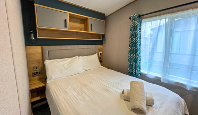 Internal of a caravan double bedroom