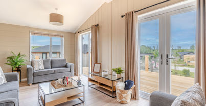 Internal of a luxury lodge open plan lounge
