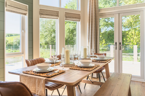 Table setting with countryside views at The Stables
