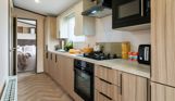 Internal of a caravan open plan kitchen