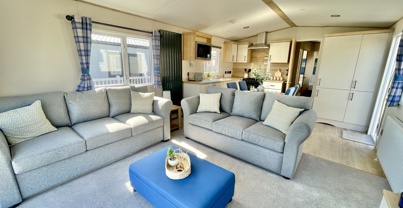 Internal of a caravan open plan living space