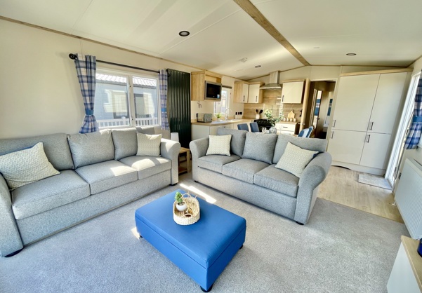 Internal of a caravan open plan living space
