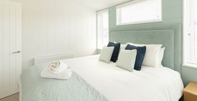 Internal of a luxury lodge master bedroom