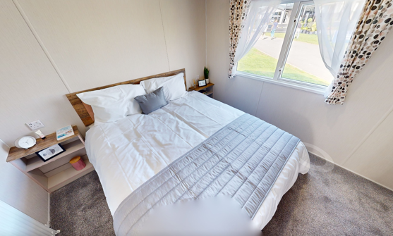 Internal of a caravan double bedroom