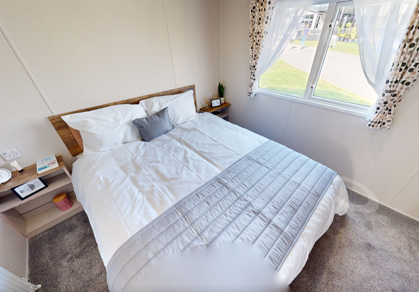 Internal of a caravan double bedroom