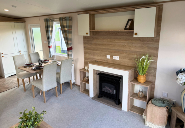 Internal of a caravan open plan living space