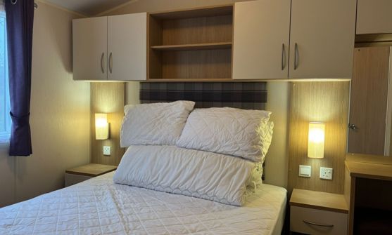 Internal of a caravan double bedroom