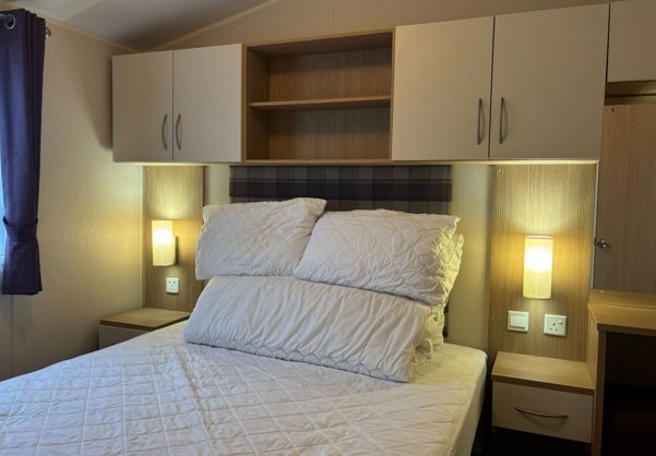 Internal of a caravan double bedroom