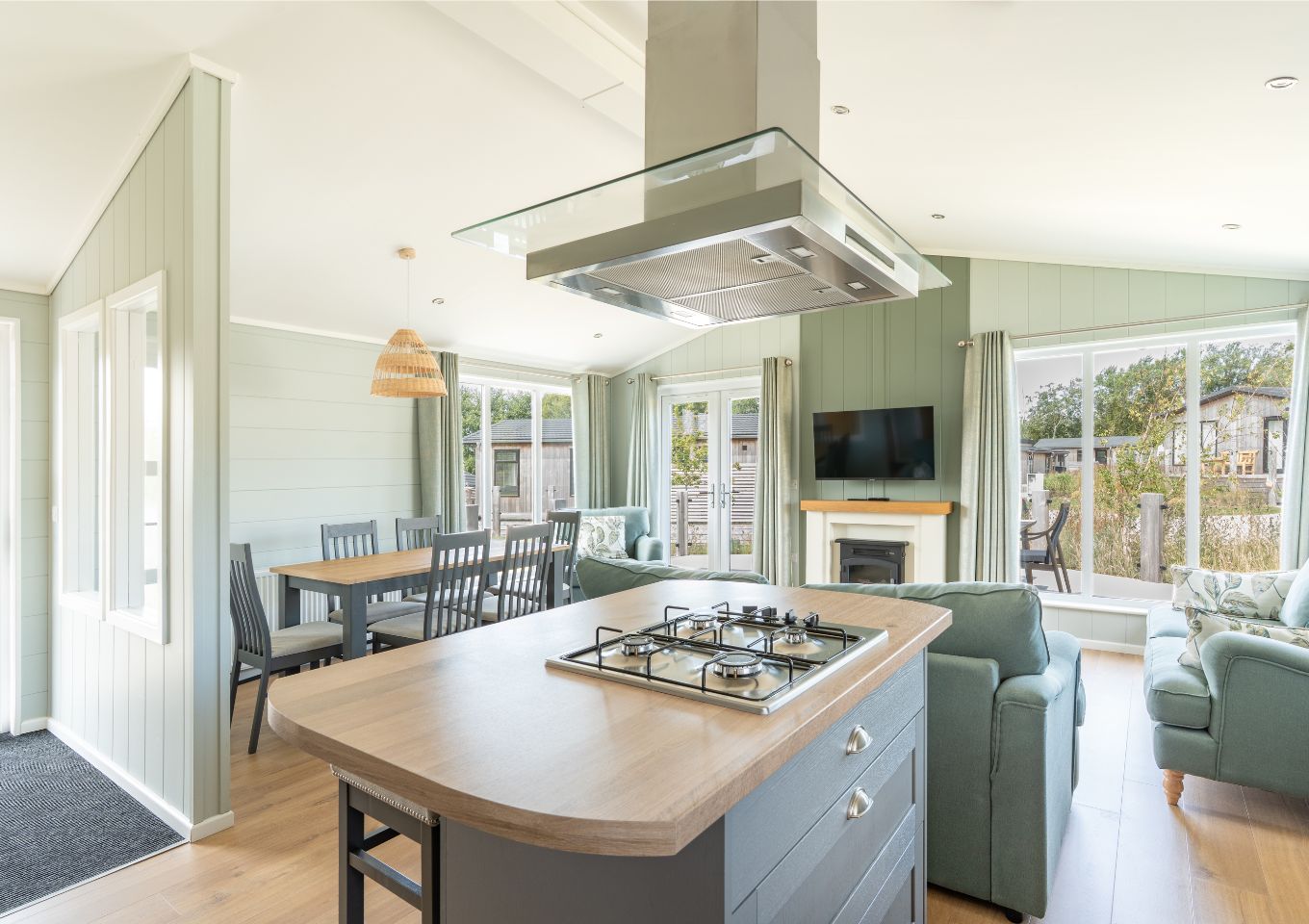 Internal of a luxury lodge open plan living space