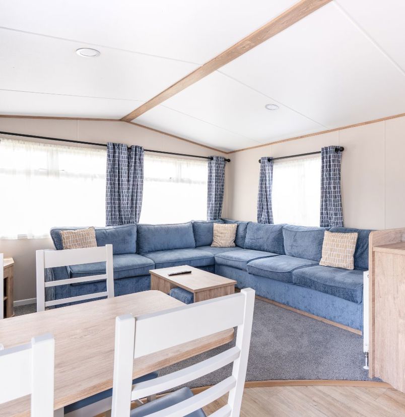 Internal of a caravan open plan living space 